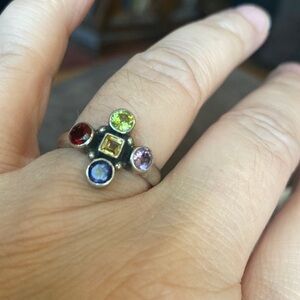 Multicolor Gemstone Cluster Ring - Women Jewelry Ring